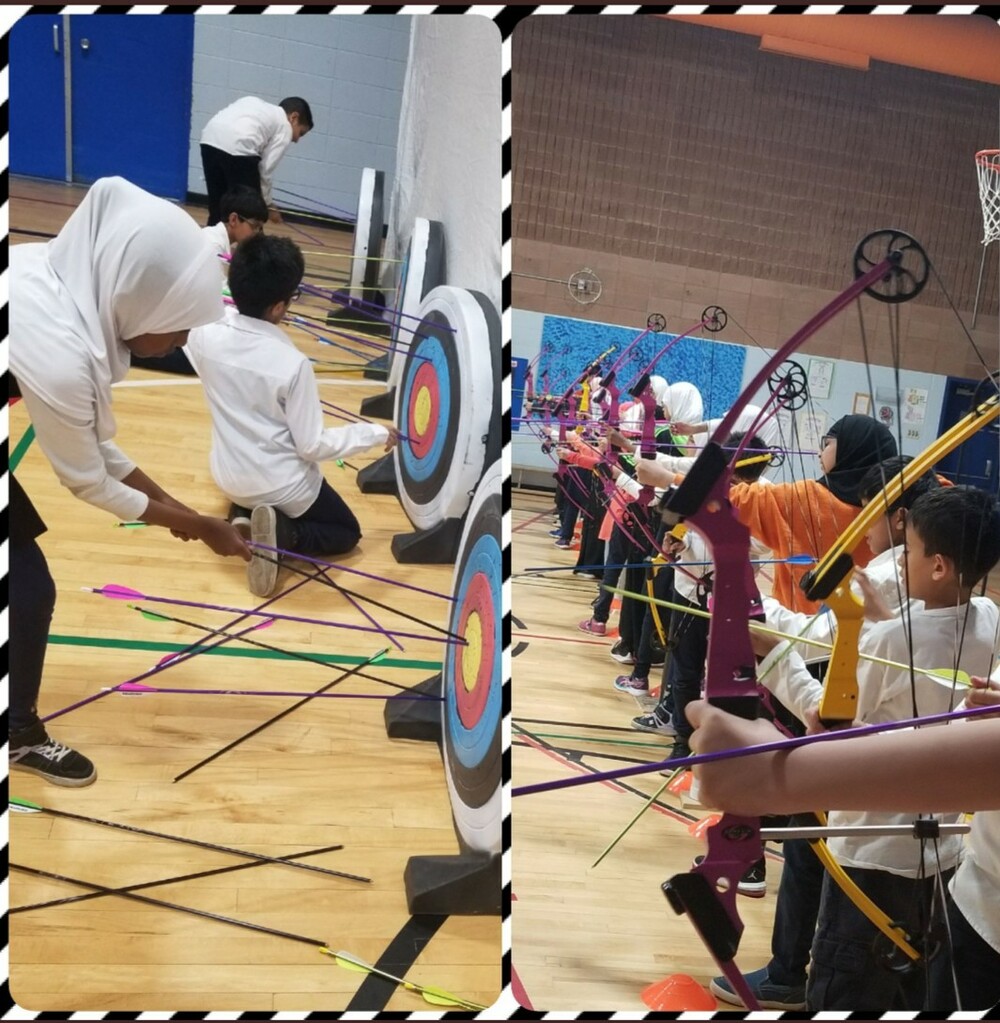students participating in archery club